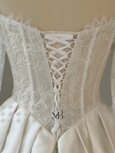 Mily gelin MQD06571 inciler dantel korse kapalı omuz bask bel düğün elbisesi yarık ile - Product Image 6