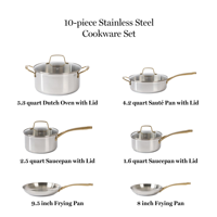 Ensemble de casseroles et poêles en acier inoxydable à 3 couches pour restaurant, 10 pièces, compatible induction, non toxique, pour cuisine