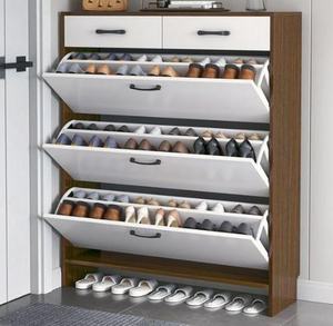 GQK Custom Modern Simple Artificial Board <b>Shoe</b> Cabinet Dustproof Living Room Home Furniture 4 Shelves <b>Shoe</b> Organizer - Product Image 2