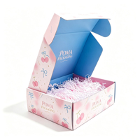 Boîte d'expédition en carton ondulé personnalisée avec motif cerise mignon, logo en feuille d'or, boîte rose pour l'emballage de cadeaux, de cosmétiques et de vêtements