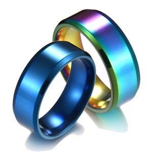 8MM Stainless Steel <strong>Titanium</strong> Steel <strong>Ring</strong> Electroplating Alloy <strong>Men</strong> and Women Glossy <strong>Ring</strong> Can Be Printed LOGO Metal <strong>Ring</strong> - Product Image 2