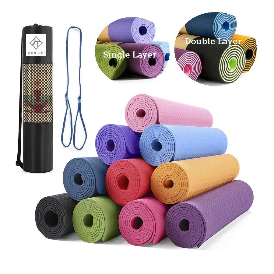 Jointop profesyonel çevre dostu kaymaz tasarım egzersiz spor salonu Fitness 6mm özel Tpe Yoga matı