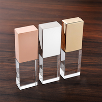 Clé USB 2.0/3.0 en cristal imprimé en 3D avec logo personnalisé, 8 Go-64 Go, haute vitesse, design en verre transparent et métal, nouveauté