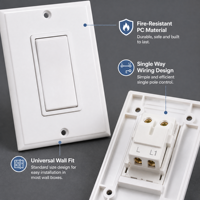 Interrupteur Wi-Fi mural MKD-60/U136TA-1, câblage simple voie