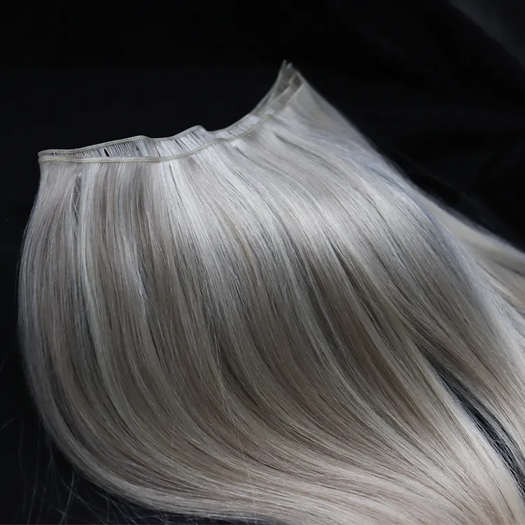 New virgin double drawn genius weft 100% remy cuticle aligned genius weft russian hair extensions