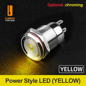 Lanjoo simbol listrik 12mm sakelar tombol tekan Mini. Menempel/sesaat. LED merah, hijau, biru, kuning, putih. Tegangan 5-24v - Product Image 5
