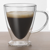 Cangkir Ganda Gelas Teh 10Oz, Set Cangkir Kopi Espreso Cappuccino, Cangkir Teh Kaca