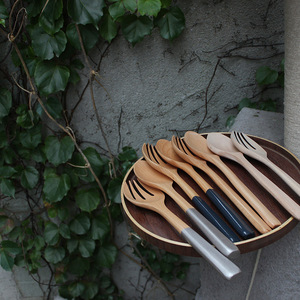 Sunshine Hemu Wooden Salad <b>Spoons</b> Forks Beech Wood Long Handle Eco-Friendly Kitchen Utensils Set For Salad <b>Serving</b> - Product Image 2