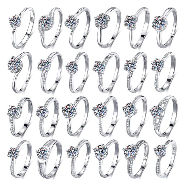 925 Sterling Silver D Color VVS1 GRA Moissanite Rings Ready Stock OEM ODM Custom Wedding Engagement Wholesale Jewelry for Women