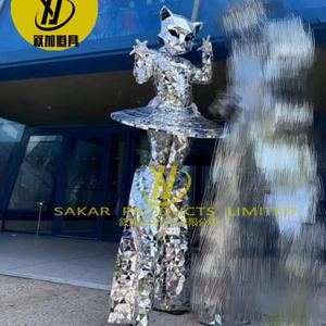 Fiesta de Halloween Carnival Park <span class=keywords><strong>Paradis</strong></span> Show Tall Men Stilt Walker Performance Props Lights Led Dance Rgb Mirror Dance Disfraces - Product Image 1