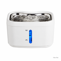 Fontaine à eau intelligente sans fil moderne en acier inoxydable pour chats et chiens, avec capteur de mouvement, filtration circulante, ultra-silencieuse pour animaux de compagnie - Yilin Pet
