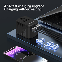 Adaptateur de voyage Wontravel 1840W avec prise secteur 4.5A, double port USB et port Type-C pour ordinateur portable, appareil photo et écouteurs - Chargeur mural universel