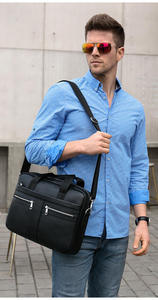 Maletín para Portátil, Bolso de Mano para Hombre, Cuero Vacuno Genuino, Estilo Europeo, para Viaje - Product Image 3
