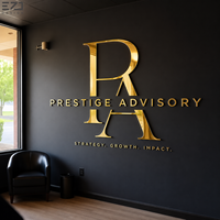 Papan Nama Huruf Akrilik Kristal Custom EZD, Logo 3D, Papan Nama Dinding, Papan Nama Cermin Emas untuk Toko Perhiasan, Salon Kecantikan, Kantor