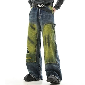 2024 nuevo diseño sense spray pintado hip hop jeans hombres otoño American High Street registro herramientas sueltos pantalones de pierna ancha - Product Image 2