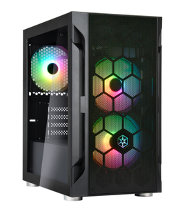 SilverStone FARA H1MB-G MATX <b>Gaming</b> Case Tempered Glass Side Panel High-Airflow Mesh RGB <b>Lighting</b> Adjustable PSU Dust Filters - Product Image 1