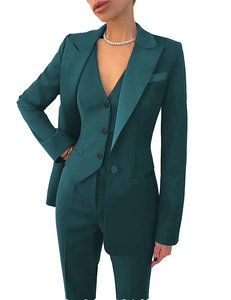 <span class=keywords><strong>Traje</strong></span> de 3 piezas para <span class=keywords><strong>mujer</strong></span> Slim Fit Color sólido <span class=keywords><strong>Chaqueta</strong></span> de negocios Chaleco Pantalones Formal Oficina Señora Trajes de esmoquin - Product Image 4