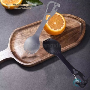 Cuchara-tenedor multifuncional ecológica de acero inoxidable YCX con abridor de botellas y cuchillo para utensilios de cocina de camping al aire libre - Product Image 5