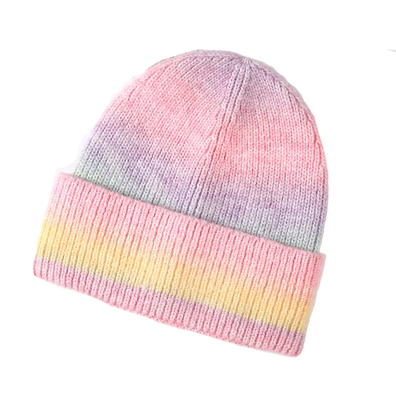 graduated color winter hats wholesale winter women cheap knitted hat beanie custom 100 acrylic knitted beanie hat