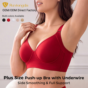 Vente en gros usine Lingerie grande taille pour femmes matures, soutien-gorge push-up à armatures confortable à bonnets fins, qui dissimule les graisses du dos, pour poitrines généreuses - Product Image 1
