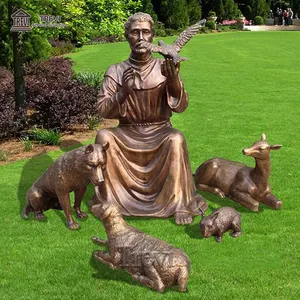 Yaşam boyutu katolik dini figür heykeli dökme bronz St Francis Assisi heykel