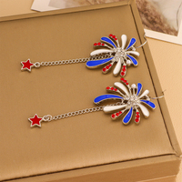 Boucles d'oreilles tendance bleues et rouges avec paillettes de feux d'artifice et design diamant, boucles d'oreilles longues, cadeau pour le jour de l'indépendance américaine, accessoire de boucles d'oreilles