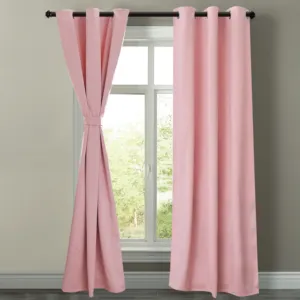 用于卧室的隔热护环遮光窗帘 (2个面板，W42 x L63英寸，粉红色)