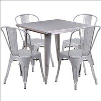 Ensemble Table et Chaises de Restaurant Industriel Commercial en Métal Noir