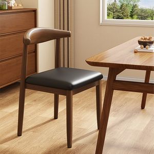 Chaise de salle à manger en bois de style nordique avec dossier pour adultes - Product Image 1