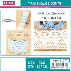 Strisce di pizzo 6,0 cm x 7 m bianche per artigianato e cucito - Product Image 3