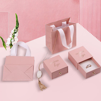 Boîte à bijoux personnalisée de luxe, petite et délicate, rose, pour bijoux, bague, emballage de bijoux avec pochette