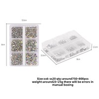 Strass en verre à fond plat pour nail art, couleurs assorties champagne, 6 boîtes, effet flash, simple, pour DIY, bijoux et nail art