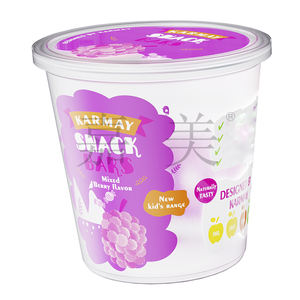 Pot de stockage en plastique de bonbons cadeau transparent avec couvercle 500g couleur personnalisée ronde - Product Image 3