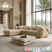 Table basse carrée haut de gamme en marbre, table centrale moderne de luxe avec plateau en pierre pour l'approvisionnement de projets de mobilier de villa tout-en-un