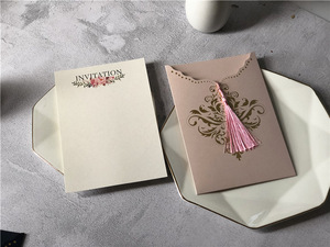 Carte d'invitation de luxe en feuille d'or premium, vernissage mat, ornements d'enveloppe personnalisés pour les annonces de <span class=keywords><strong>mariage</strong></span> et d'anniversaire - Product Image 2