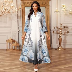 Robe musulmane du Moyen-Orient, robe de femme de Dubaï, robe de mode à imprimé floral, abaya brodée, robe musulmane pour femme, robe maxi à perles - Product Image 3