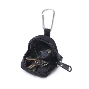 Tactical fancy mini pouch key bag with aluminum alloy carabiner for EDC outdoor activities