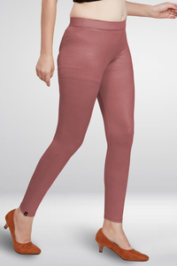 Mallas hasta el tobillo color burdeos claro para mujer, tela de algodón suave estirable, ajustada, para Yoga, gimnasio, parte inferior cómoda diaria - Product Image 4