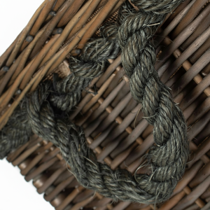 ตะกร้าสานทรงสี่เหลี่ยมเป็นมิตรกับสิ่งแวดล้อมพร้อมที่จับเชือกสำหรับเก็บของใช้ในครัวเรือนและของตกแต่งบ้านในห้องน้ำ - Product Image 1