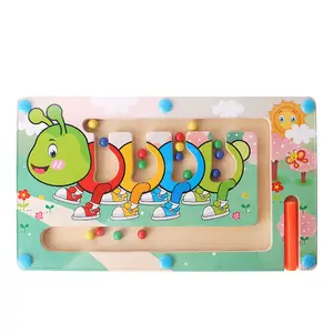 Kinder Houten Magnetische Pen Bal Beweging Magnetische Telling Berekening Kleurclassificatie Spel Vroege Educatie Puzzel Speelgoed