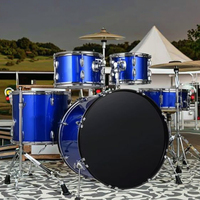 Wholesale Factory OEM 5-Piece Jazz Acoustic Drum Set - Blue Finish Steel & Aluminum Chamber, Custom Logo Print Supported
