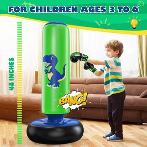 Saco de Boxeo Inflable de Dinosaurio Premium para Niños, 48 Pulgadas, Set de Entrenamiento de Boxeo Estable para Edades de 3 a 6 Años, Juguete de Karate y Taekwondo, Regalo - Product Image 4