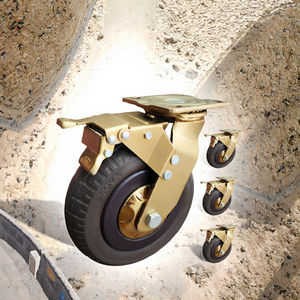 Roue pivotante à frein à blocage total en mousse de polyuréthane robuste avec double roulement aérospatial de 6, 8 et 10 pouces - Product Image 3