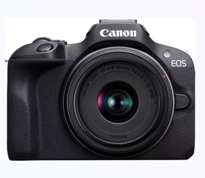 Appareil photo hybride Canon EOS R100 avec objectif RF-S18-45mm F4.5-6.3 STM, capteur CMOS (APS-C) de 24,1 mégapixels, vidéo 4K - Product Image 1