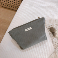Pochette de toilette en velours côtelé avec logo personnalisé, couleur bonbon, en tissu peluche, fermeture éclair, sac à cosmétiques
