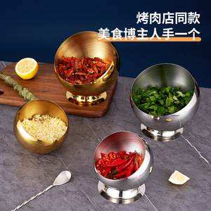 Gold Stainless Steel Hemispherical Condiment Bowls For Hot Pot Restaurant Party Use Durable Solid Color Design - Product Image 4