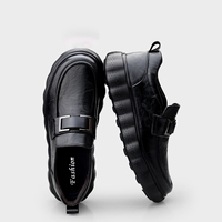 Chaussures mocassins à boucle pour hommes, chaussures décontractées en cuir souple à enfiler, taille 37-45, semelle épaisse et antidérapante, chaussures de marche quotidiennes