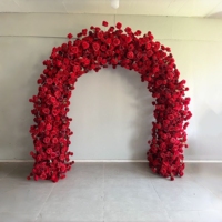 Élégante Grande Arche Florale Rouge Solide en Forme de U pour Mariage, Décoration de Scène, Support de Fleurs Artificielles