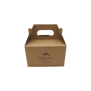 Boîte en papier kraft brun personnalisée pour cupcakes et muffins avec poignée et fenêtre transparente pour l'emballage de pâtisseries, desserts, tartes aux œufs, avec étiquette - Product Image 3