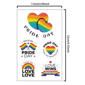 WE06 Tatuaggi Temporanei <span class=keywords><strong>Arcobaleno</strong></span> LGBT Pride in Offerta, 6 Pezzi/Confezione di Adesivi Tatuaggio Stampati per Uomini e Donne, Viso, Corpo, Braccia, Vita - Product Image 3